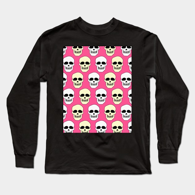 Skull pattern in pink Long Sleeve T-Shirt by cocodes